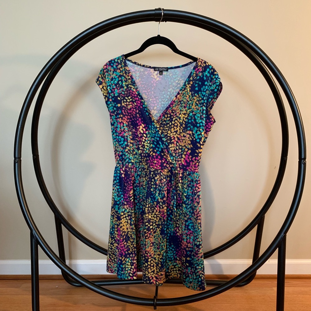 Multi Color Splatter Wrap Party Dress